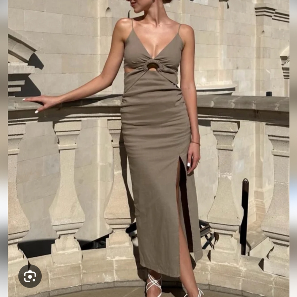 Zara Cutout Spaghetti Straps Women's S Midi Dress Zip Split